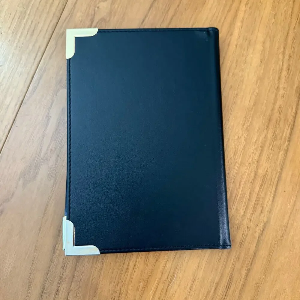 Vintage Franklin Covey Small Padfolio Brass Corners Black Planner 9 x 6.5 in